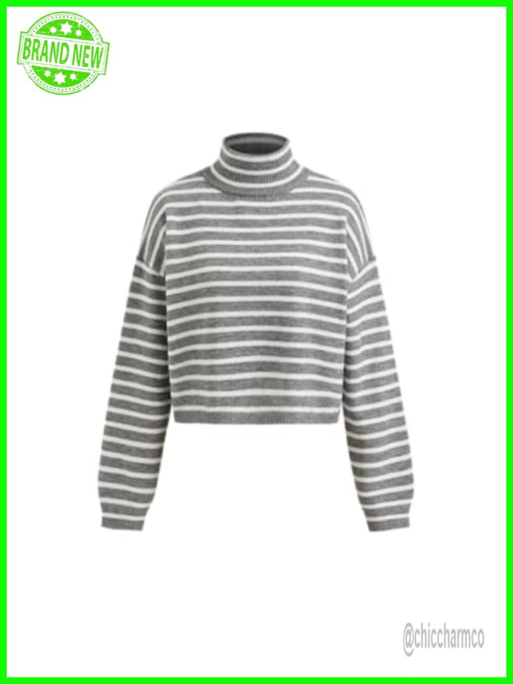 Cropped Turtleneck Sweater Long Sleeve Lantern Sleeve Y2K Pullover Fall